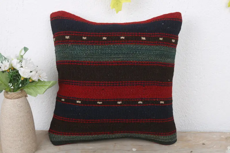 Pillow for Couch, Home Decor Pillow, Vintage Kilim Throw Pillow, Aesthetic Pillow Cover, Pillow, Authentic Cushion, 12x12 Red Cushion Case - 2