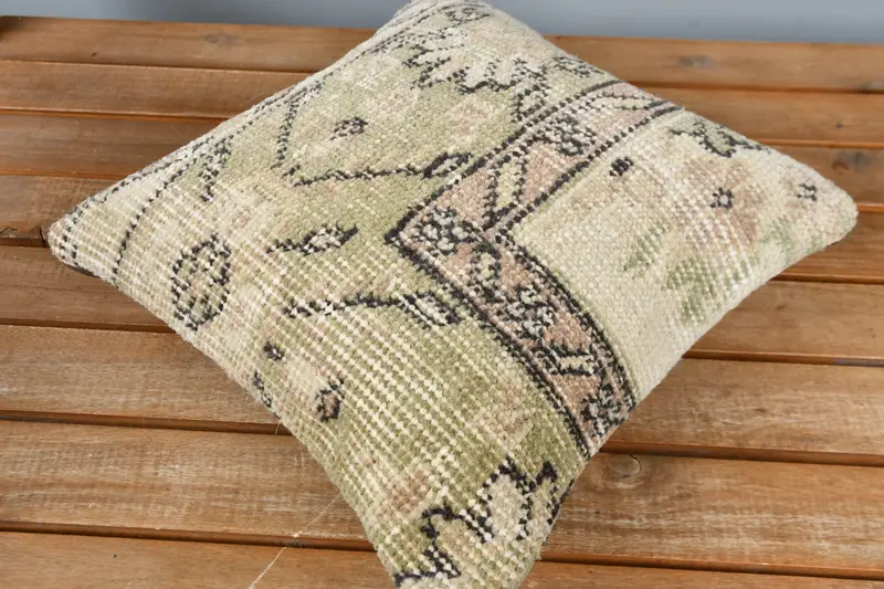 Boho Pillow, Armchair Cushion, Vintage Kilim Throw Pillow, 12x12 Beige Pillow Case, Cushion, Retro Throw Cushion Cover, Kilim Pillow - 2