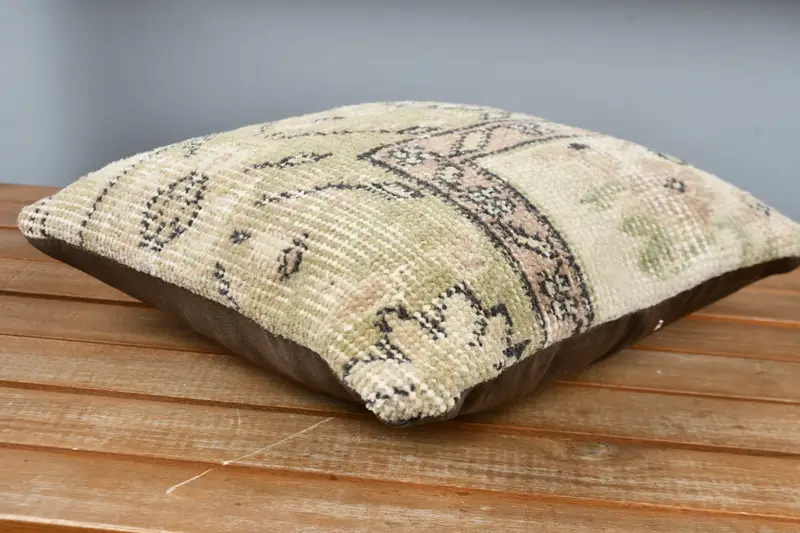 Boho Pillow, Armchair Cushion, Vintage Kilim Throw Pillow, 12x12 Beige Pillow Case, Cushion, Retro Throw Cushion Cover, Kilim Pillow - 3