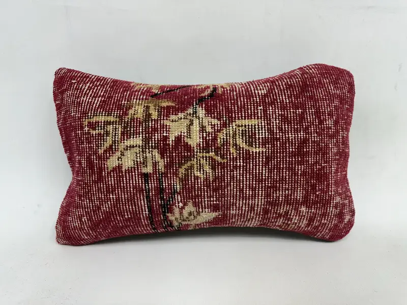 Aztec Cushion Cover, Outdoor Bolster Pillow Sham, 12x20 Red Pillow Case, Throw Kilim Pillow, Cushion Cover, Home Decor Pillow, Boho Pillow - 1