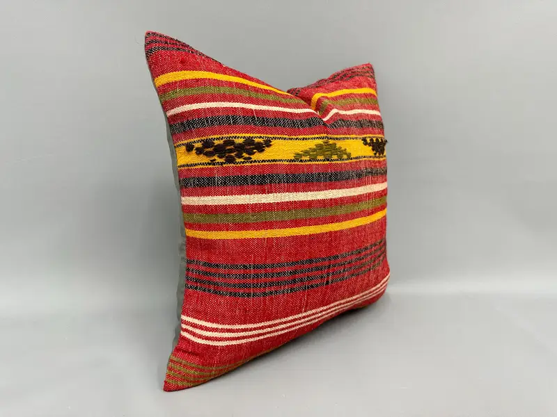 Cushion Cover, Interior Designer Pillow, Car Pillow Cover, 18x18 Red Pillow Cover, Kilim Pillow, Handmade Kilim Cushion, Bolster Throw Pillow Sham - 2