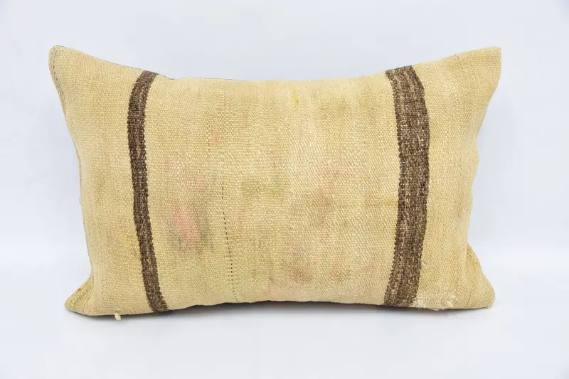 One Of A Kind Pillow Case, Cushion Cover, Pillow for Couch, 16x24 Beige Cushion Case, Boho Pillow, Living Room Throw Pillow Case, Throw Kilim Pillow - 1