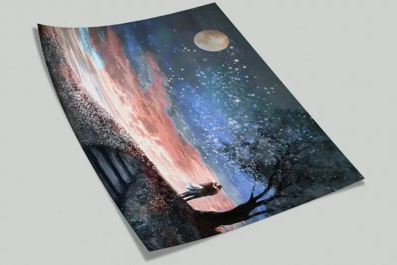 Couple Wall Mural, View Wall Painting, Sky Landscape Wallpaper, Couple Gift Wall Poster, Moon Wall Poster, Lover Wall Paper, - 8