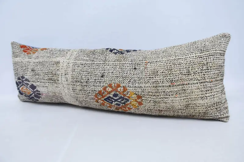 12x36 Beige Pillow Cover, Handmade Kilim Cushion, Turkish Bench Pillow, Home Decor Pillow, Vintage Kilim Throw Pillow, Pillow Sham - 4