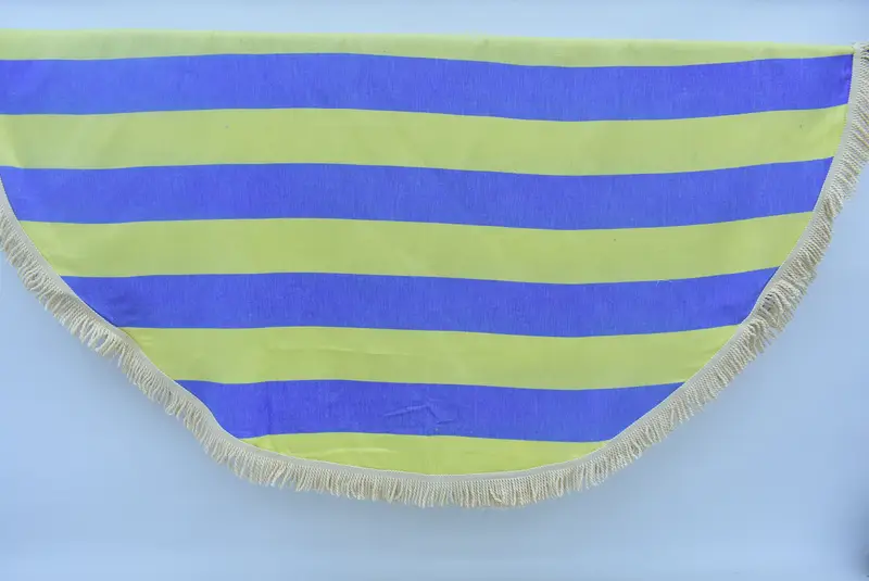 Round Turkish Towel Organic Cotton Circle Yellow Blue, 57x57 Inches