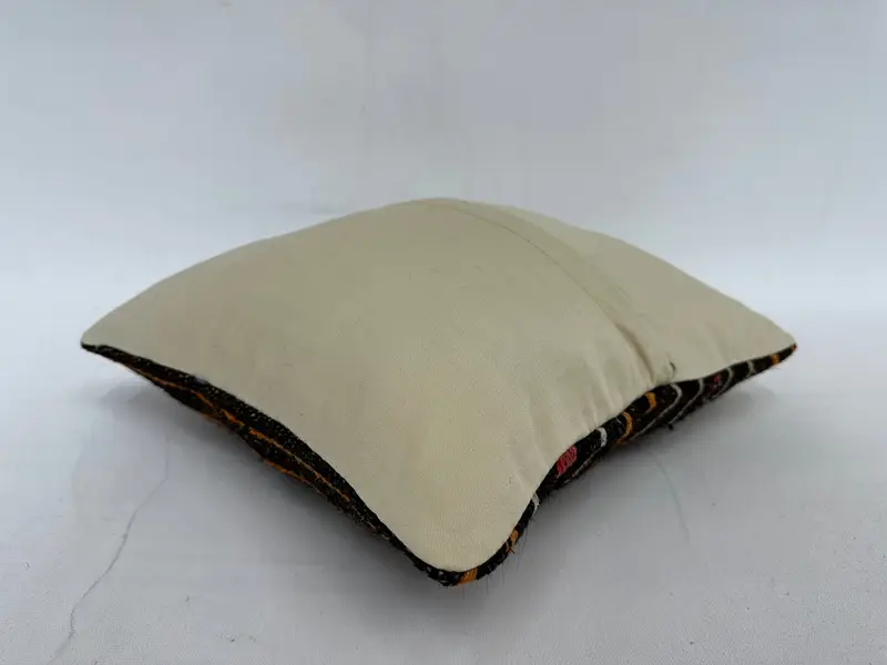 Brown & Beige Striped Throw Pillow, 14x14 Inch Handmade Cushion - 7