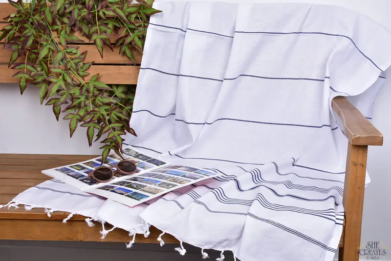 Wedding Gifts Towel, Bachelor Gifts, Summer Gift Ideas, 70x40 Cotton Striped Towel, Best Wedding Gift, Bride Gift, Monogram Turkish Towel - 3