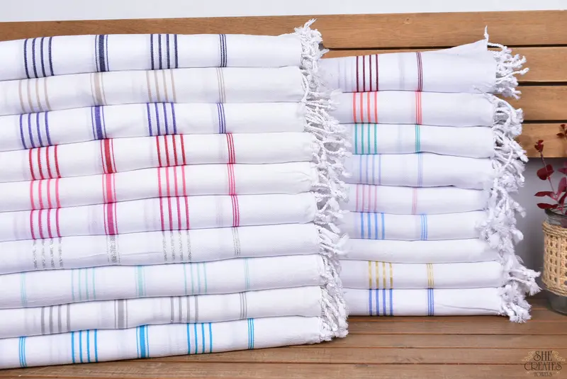 Wedding Gifts Towel, Bachelor Gifts, Summer Gift Ideas, 70x40 Cotton Striped Towel, Best Wedding Gift, Bride Gift, Monogram Turkish Towel - 1