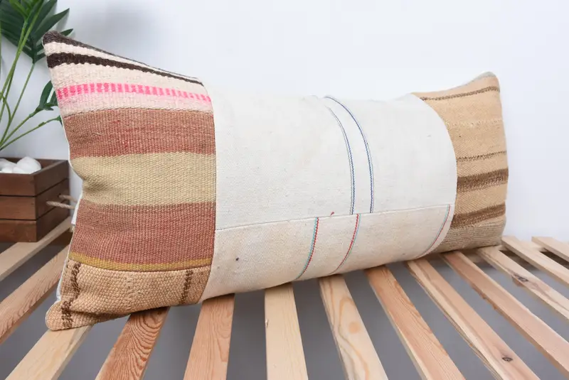 16x36 White Pillow Case, Handmade Kilim Cushion, Cushion Case, Nautical Throw Pillow Sham, Aesthetic Pillow Cover, Boho Pillow, Throw Kilim Pillow - 4