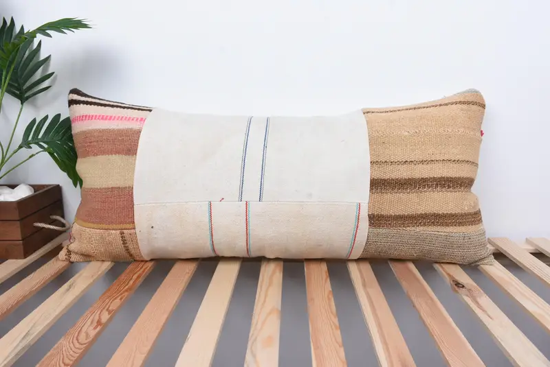 16x36 White Pillow Case, Handmade Kilim Cushion, Cushion Case, Nautical Throw Pillow Sham, Aesthetic Pillow Cover, Boho Pillow, Throw Kilim Pillow - 1