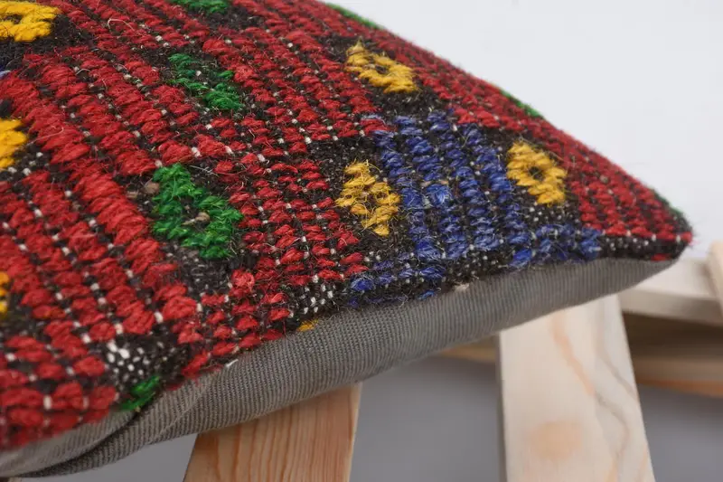 Vintage Kilim Pillow, Turkish Pillow, Southwestern Pillow Cover, Indoor Pillow Cover, Cushion Cover, 12x12 Red Pillow Sham, Kilim Cushion Sham - 7