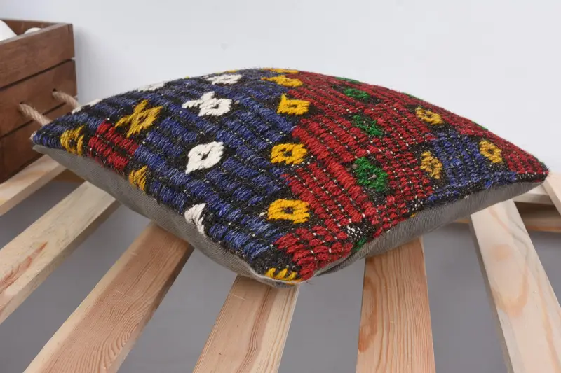 Vintage Kilim Pillow, Turkish Pillow, Southwestern Pillow Cover, Indoor Pillow Cover, Cushion Cover, 12x12 Red Pillow Sham, Kilim Cushion Sham - 6