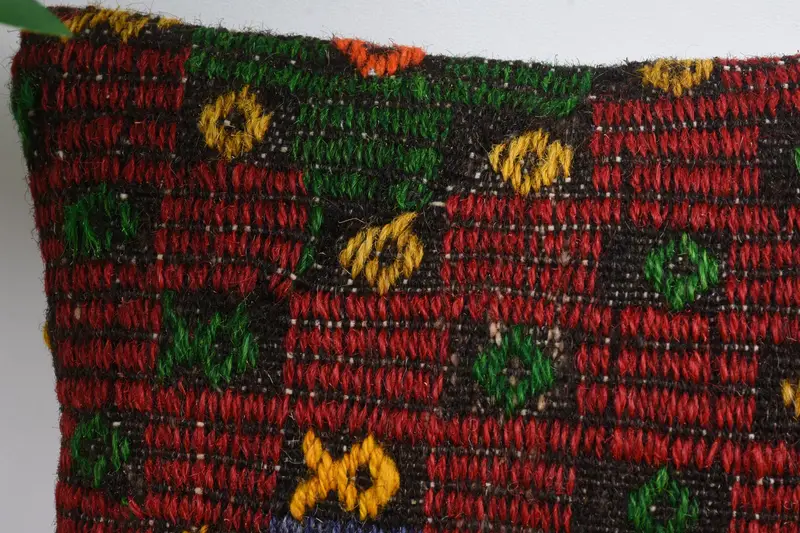 Vintage Kilim Pillow, Turkish Pillow, Southwestern Pillow Cover, Indoor Pillow Cover, Cushion Cover, 12x12 Red Pillow Sham, Kilim Cushion Sham - 2