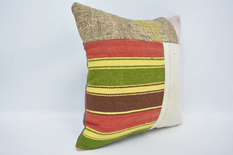 Boho Pillow, Boho Throw Pillow Cover, Anatolian Pillow, Kilim Pillow, Colorful Pillow Cover, Turkish Pillow, Pillow Cover, 18x18 White Pillow Cover - 3