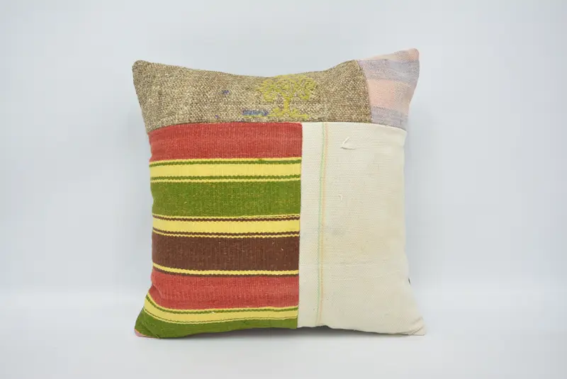 Boho Pillow, Boho Throw Pillow Cover, Anatolian Pillow, Kilim Pillow, Colorful Pillow Cover, Turkish Pillow, Pillow Cover, 18x18 White Pillow Cover - 1