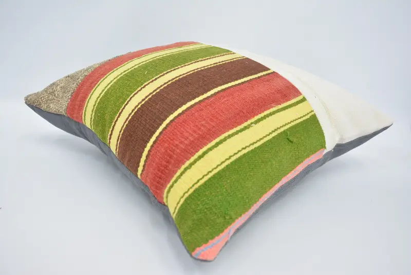 Boho Pillow, Boho Throw Pillow Cover, Anatolian Pillow, Kilim Pillow, Colorful Pillow Cover, Turkish Pillow, Pillow Cover, 18x18 White Pillow Cover - 6