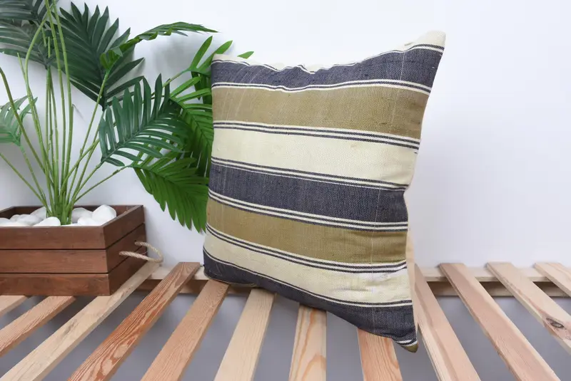 Decorative Throw Cushion Case, Pillow Cover, Accent Throw Pillow Cover, Turkish Pillow, Boho Pillow, 18x18 Blue Pillow, Vintage Kilim Pillow - 5