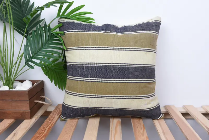 Decorative Throw Cushion Case, Pillow Cover, Accent Throw Pillow Cover, Turkish Pillow, Boho Pillow, 18x18 Blue Pillow, Vintage Kilim Pillow - 1