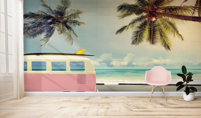 Coconut Trees Mural, Tropical Landscape Wall Stickers, View Wall Paper, Papercraft 3D, 3D Paper Art, Tropical Wall Print, Gift For Him, - 7