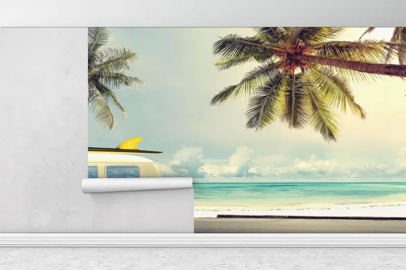 Coconut Trees Mural, Tropical Landscape Wall Stickers, View Wall Paper, Papercraft 3D, 3D Paper Art, Tropical Wall Print, Gift For Him, - 6