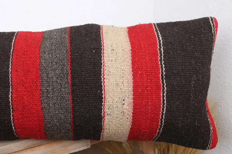 Vintage Pillow, Gift Pillow, Pillow, Square Throw Cushion Case, 12x43 Brown Cushion Cover, Kilim Cushion Sham, Hippie Throw Pillow - 5