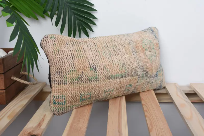 Kilim Pillow Cover, 8x16 Orange Cushion, Throw Kilim Pillow, Handwoven Pillow Cover Pillow Cover, Cushion, Boho Pillow Sham Cover - 4