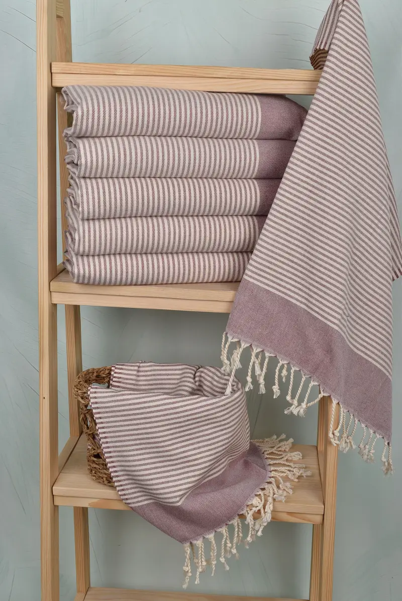 Personalized Dish Towel, Personalized Turkish Towel, Holiday Towel, Monogram Hand Towel, Monogram Kitchen Towel, 40x18 Cotton Striped Towel - 3