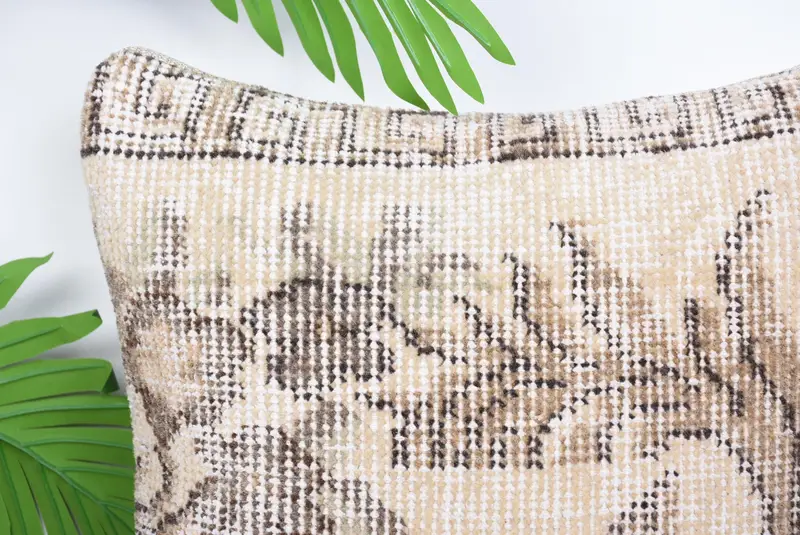 Kilim Cushion Sham, Authentic Cushion Case, 14x14 Beige Cushion Cover, Interior Designer Pillow, Handmade Kilim Cushion, Cushion - 2