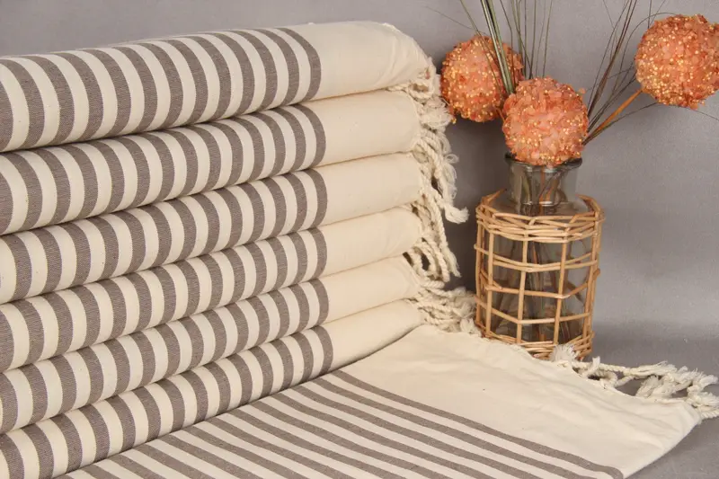 Beach Wedding Favor Dark Brown Striped Towel, 40x79 Inches