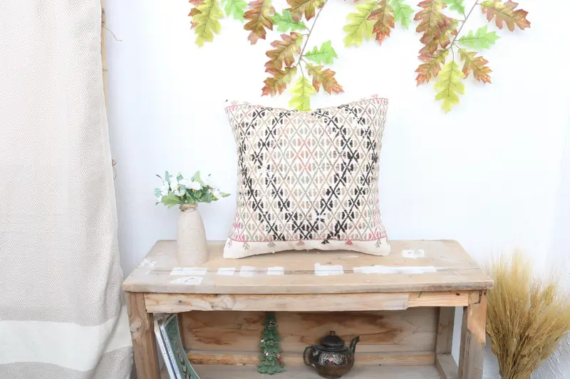 Handgefertigtes südwestliches Wurfkissen, 16x16 besticktes Kissen