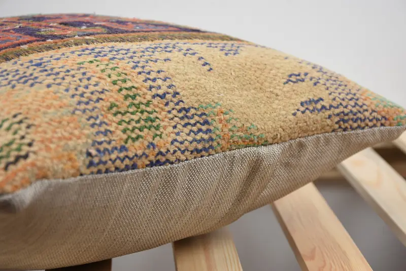 Boho Pillow, Ethnical Kilim Rug Pillow, Designer Throw Pillow Case, Pillow Case, Throw Kilim Pillow, 16x16 Orange Cushion - 5