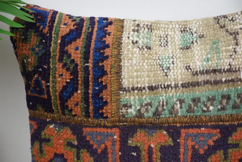 Boho Pillow, Ethnical Kilim Rug Pillow, Designer Throw Pillow Case, Pillow Case, Throw Kilim Pillow, 16x16 Orange Cushion - 2