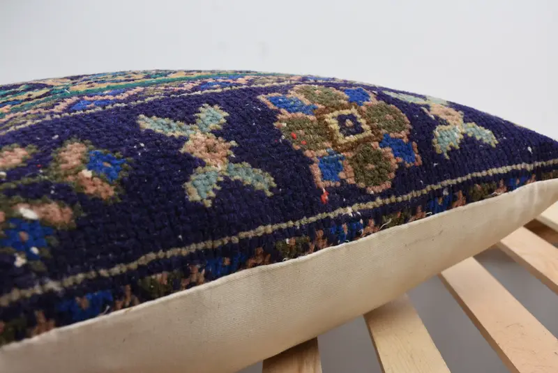 Nautical Throw Pillow Cover, Turkish Pillow, Handmade Kilim Cushion, Kilim Pillow Cover, 24x24 Blue Pillow, Pillow Cover, Pattern Throw Cushion Case - 7