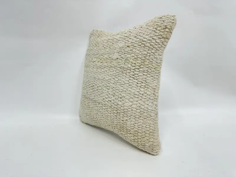 Pillow Case, Muted Pillow, Boho Pillow, Pattern Throw Pillow Cover, Vintage Kilim Pillow, 12x12 Beige Cushion, Throw Kilim Pillow - 4