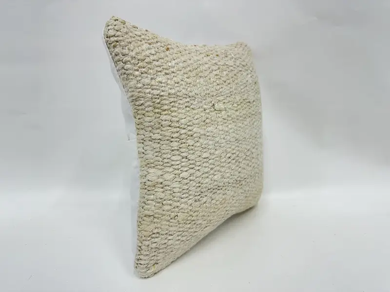 Pillow Case, Muted Pillow, Boho Pillow, Pattern Throw Pillow Cover, Vintage Kilim Pillow, 12x12 Beige Cushion, Throw Kilim Pillow - 3