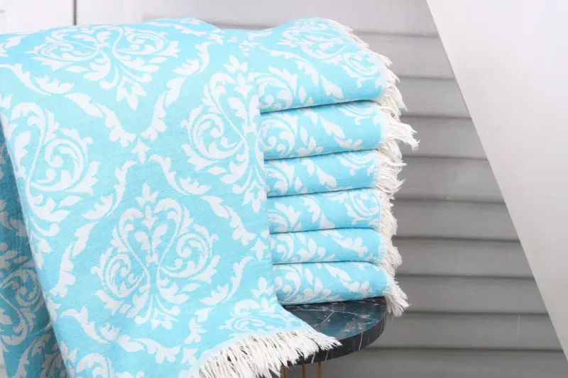Custom Wedding Gift, Beach towel, 68x36 Cotton Baroque Towel, Best lightweight Turkish towel for travel USA, Bridal Party Gifts, Luxury towel - 2