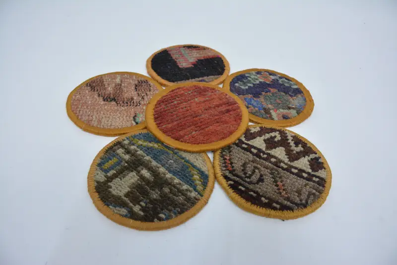 Posavasos Kilim bohemio rojo, posavasos redondo antideslizante