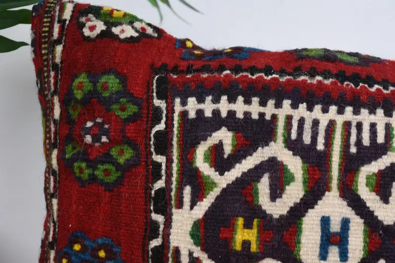 Vintage Pillow, Interior Designer Pillow, 12x24 Red Pillow Sham, Retro Throw Cushion Cover, Aesthetic Cushion, Vintage Kilim Pillow, Cushion Case - 2