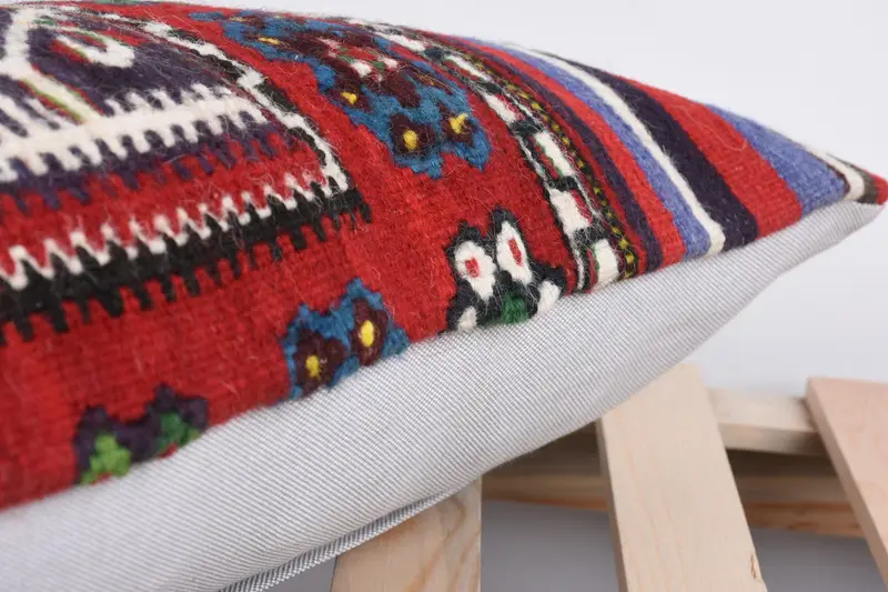 Vintage Pillow, Interior Designer Pillow, 12x24 Red Pillow Sham, Retro Throw Cushion Cover, Aesthetic Cushion, Vintage Kilim Pillow, Cushion Case - 7