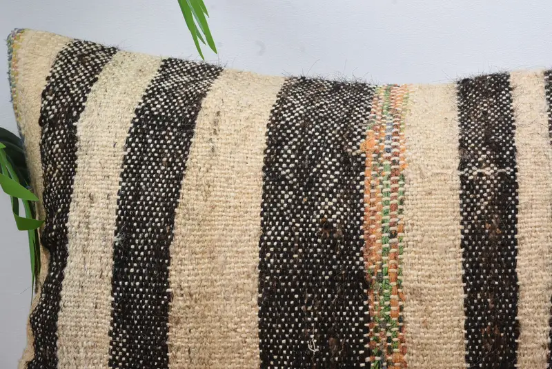 Rustic Pillow Case, Decorative Pillow Sham, Vintage Kilim Pillow, Kilim Pillow Cover, Cushion Case, Turkish Pillow, 12x24 Beige Pillow Sham - 3