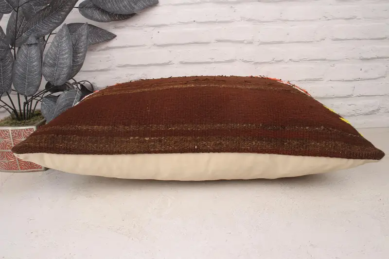 Cushion Cover, Pillow for Sofa, Indoor Pillow Cover, Gift Pillow, Boho Chic Pillow Case, Kilim Pillow Cover, Indoor Pillow, 16x24 Brown Cushion - 5