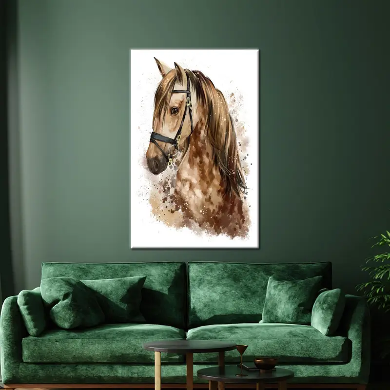 モダンな抽象馬キャンバス: ブラウン、海岸、エレガントなオフィス装飾
