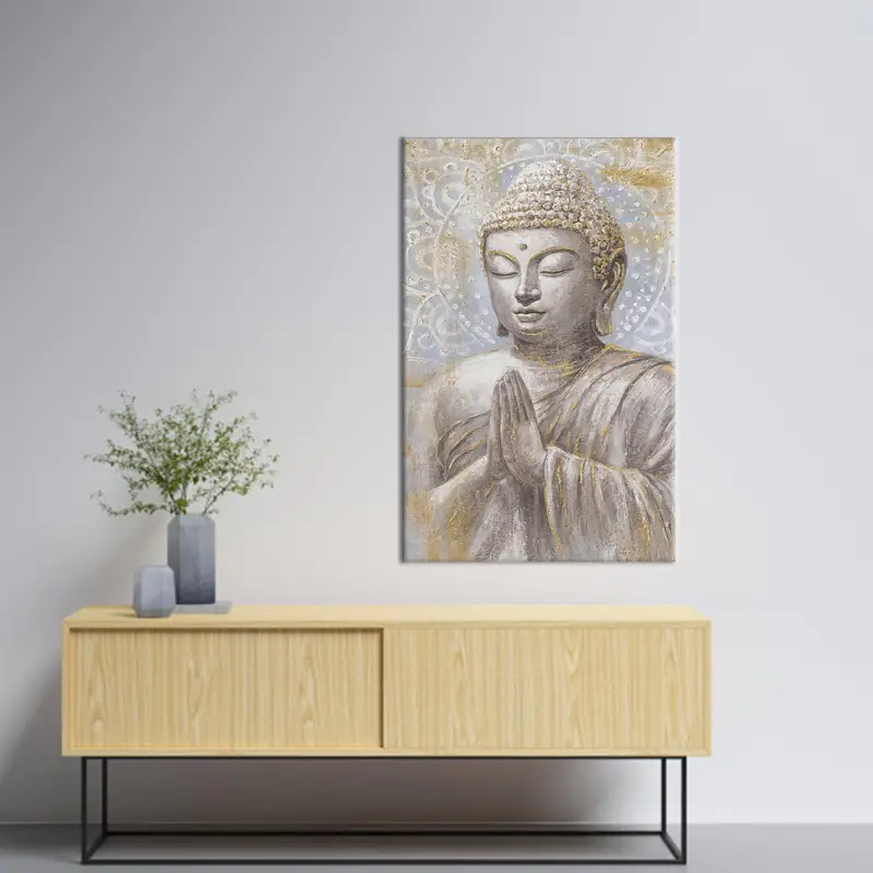 Elegante buddhistische Leinwand: Gelassenheit in jedem Pinselstrich