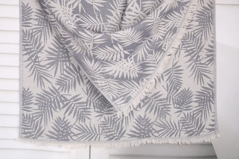 Floral Patterned Turkish Beach Towel Navy, 40x63 Inches