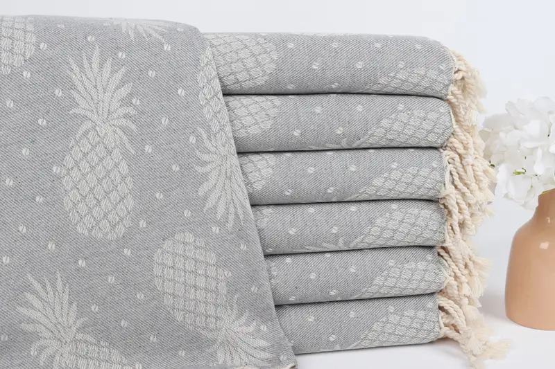 80x40 Cotton Pineapple Design Towel, Monogram Beach Towel, Personalized Gift For Him, Embroidered Towel, Organic Cotton Towel, Beach Towel Bulk - 2