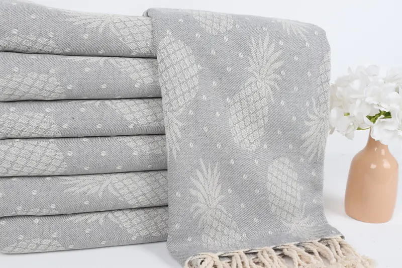 80x40 Cotton Pineapple Design Towel, Monogram Beach Towel, Personalized Gift For Him, Embroidered Towel, Organic Cotton Towel, Beach Towel Bulk - 3