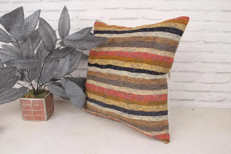 Neutral Throw Pillow Cover, Gift Pillow, Handmade Kilim Cushion, Cushion, 20x20 Red Pillow Sham, Art Deco Pillow, Boho Pillow Sham Cover - 4