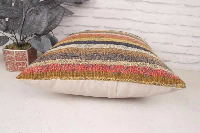 Neutral Throw Pillow Cover, Gift Pillow, Handmade Kilim Cushion, Cushion, 20x20 Red Pillow Sham, Art Deco Pillow, Boho Pillow Sham Cover - 5