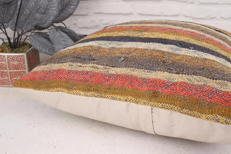 Neutral Throw Pillow Cover, Gift Pillow, Handmade Kilim Cushion, Cushion, 20x20 Red Pillow Sham, Art Deco Pillow, Boho Pillow Sham Cover - 6