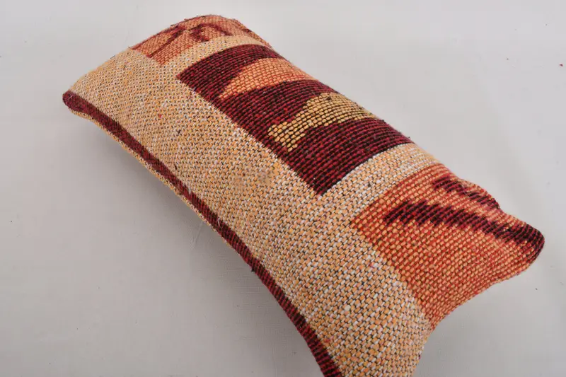 Yoga Pillow, Antique Pillows, Kilim Cushion Sham, Ikat Pillow Sham, 8x16 Red Pillow Cover, Cushion Cover, Handmade Kilim Cushion - 7